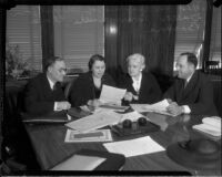 New members of the Board of Education discuss issues, Los Angeles, 1935