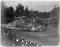 Prize-winning parade float sponsored by Lockheed Aircraft Corporation and the International Association of Machinists appears in Pasadena Tournament of Roses Parade, Pasadena, 1946