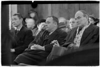 Police Captain Earle E. Kynette sits in court after being charged with conspiracy to commit murder, Los Angeles, 1938