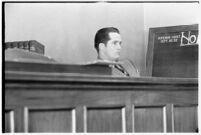 Thomas W. Warner Jr. testifies in his suit against Pearl Antibus, Los Angeles, 1938