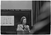 Mrs. Zella Jeffers, accused of engaging in immoral acts with her husband, Reverend Joseph Jeffers, in front of guests in their home, Los Angeles, 1939