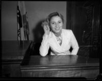 Nancy Fisher poses for photograph, Los Angeles, 1930s — Calisphere