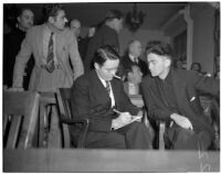 Cowboy film extra Jerome "Blackjack" Ward, on trial for the murder of fellow extra Johnny Tyke in Gower's Gulch, Los Angeles, July 1940