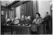 Jury selected for the murder trial of Paul A. Wright, Los Angeles, 1938