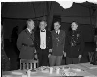 Lieut. Gen. John L. DeWitt posing with unidentified military officers at a banquet at the National Guard Armory, Los Angeles, 1940