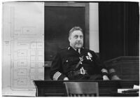 Police Chief James E. Davis testifying before the grand jury about the attempted murder of Harry Raymond, Los Angeles, 1938