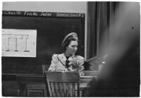 Mrs. Zella Jeffers, accused of engaging in immoral acts with her husband, Reverend Joseph Jeffers, in front of guests in their home, Los Angeles, 1939