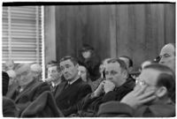 Police Captain Earle E. Kynette sits in court after being charged with conspiracy to commit murder, Los Angeles, 1938