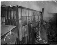 Ruins of a fire that occurred at Dura Steel Products Co., Los Angeles, 1940