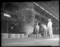 Steel workers at the Columbia Steel Company's plant, Torrance