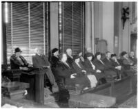 Jury for Los Angeles District Attorney Buron Fitts 1936 perjury trial, circa January 16, 1936