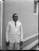 Clarence Fullbright, press box attendant at Santa Anita Racetrack, Arcadia, 1930s