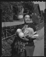 Japanese man with vegetables