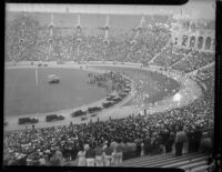 President Franklin D. Roosevelt’s motorcade at Los Angeles Memorial Coliseum, October 1, 1935