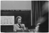 Mrs. Zella Jeffers, accused of engaging in immoral acts with her husband, Reverend Joseph Jeffers, in front of guests in their home, Los Angeles, 1939