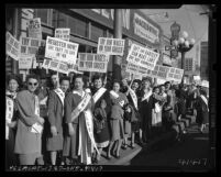 International Ladies Garment Workers Union rally against Taft-Hartley Act in Los Angeles, Calif., circa 1948