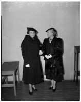 Secretary of Labor Frances Perkins with Antoinette Jones, Los Angeles, 1940