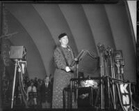 Eleanor Roosevelt speaks at the Hollywood Bowl, October 1, 1935