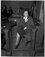 Actress Rosalind Keith in court during her divorce from Willison Clarence Mellor, Los Angeles, 1940