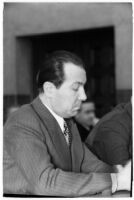 Prosecutor Clyde Shoemaker at the perjury trial for District Attorney Buron Fitts, Los Angeles, 1936