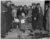 Birthday/retirement party for William L. Brashear thrown by his co-workers at the Southern Pacific Railroad Company, Los Angeles, circa 1940