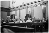 View of the courtroom where child-murderer Albert Dyer's trial began, Los Angeles, 1937