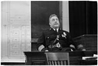 Police Chief James E. Davis testifying before the grand jury about the attempted murder of Harry Raymond, Los Angeles, 1938