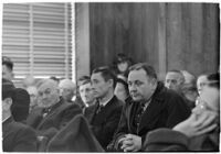 Police Captain Earle E. Kynette sits in court after being charged with conspiracy to commit murder, Los Angeles, 1938