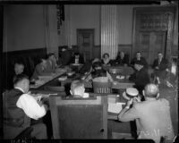 State Senate committee assembles to discuss liquor licenses, Los Angeles, 1935