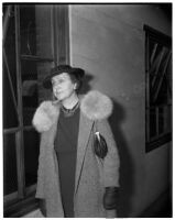 Mrs. Elsie Hinman Bush at divorce hearing against her ex-husband, former Superior Court Judge Guy F. Bush, Los Angeles, March 4, 1940