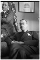 German author Thomas Mann seated in a chair, Los Angeles