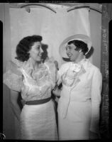 Loretta Ennis and Margaret Howden pose at a Miss America event, Los Angeles, 1935