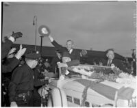 Kansas Governor Alf M. Landon visiting Los Angeles during his campaign for President, Los Angeles, 1936