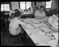 Women quilting at the Unemployed Citizens' League of Santa Monica, 1930s