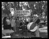 UCLA student group the Robin Hood Club, promoting academic freedom and anti-McCarthyism, Calif., circa 1954