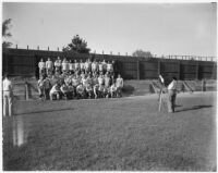 Team photo of the Loyola Marymount University football team, Los Angeles, 1937