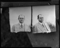 Photographs of William F. Gettle, likely used in connection to his kidnapping case, circa May 9, 1934