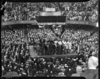 Townsend pension plan meeting is held in the Olympic Auditorium, Los Angeles, 1935