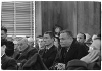 Police Captain Earle E. Kynette sits in court after being charged with conspiracy to commit murder, Los Angeles, 1938