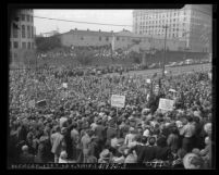 Protest rally against United States abandonment of Palestine partition policy, Los Angeles, Calif., 1948