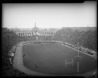 Crowd at Los Angeles Memorial Coliseum listen to President Franklin D. Roosevelt, October 1, 1935