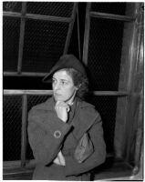 Witness Dora Van Horn waits to testify during the murder trial of Dr. George K. Dazey, Los Angeles, 1940