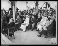 President Franklin D. Roosevelt, Eleanor Roosevelt, and other dignitaries at unknown event, circa October 1, 1935