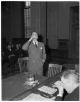 Hollywood Park concessionaire Harold Anderson during an investigation of political corruption in the horse racing community, Los Angeles, March 5, 1940