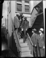 John Binan and officers at the homicide crime scene of Louise Appier, Los Angeles, 1935