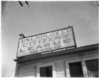 Sign for the Unemployed Citizens' League of Santa Monica, 1930s