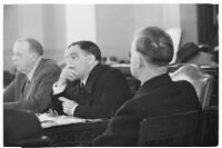 Mayor of New York City, Fiorello La Guardia, presides over the Pacific coast's United States Conference of Mayors. May 15, 1937