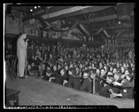 Bob Hope performing for servicemen at the Hollywood Guild and Canteen in 1945