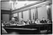 View of the courtroom where child-murderer Albert Dyer's trial began, Los Angeles, 1937