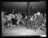 Indian children in tribal dress dancing at Los Angeles Indian Center, 1949